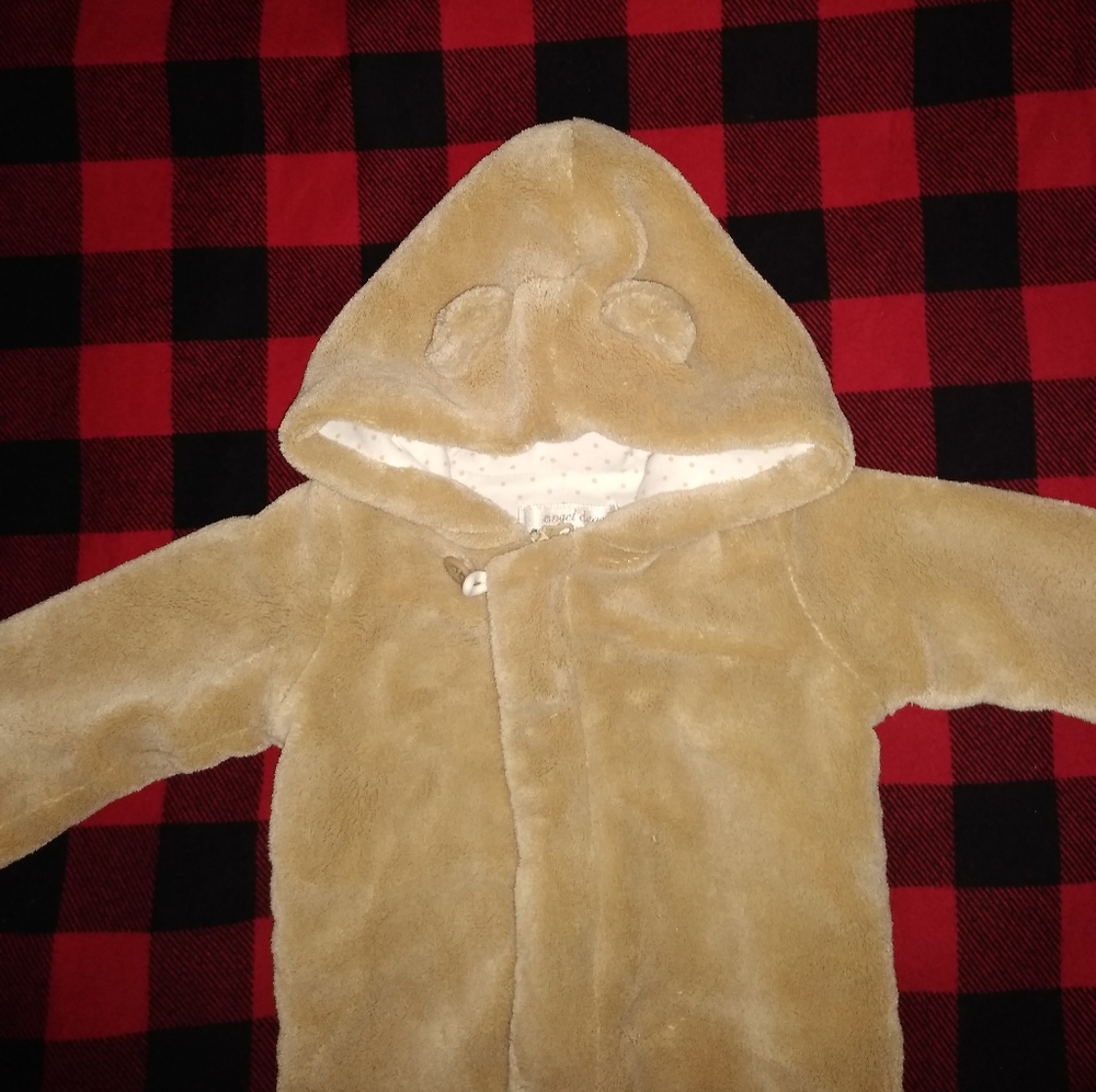 Plush bodysuit with bear ears